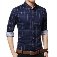 Chemise Homme Elegance Classique Fitted Carreaux Bleu